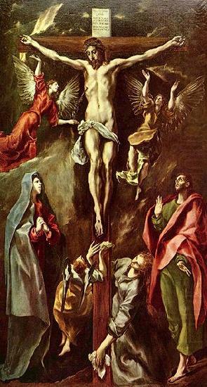 Christus am Kreuz, mit Maria, Johannes und Maria Magdalena, El Greco